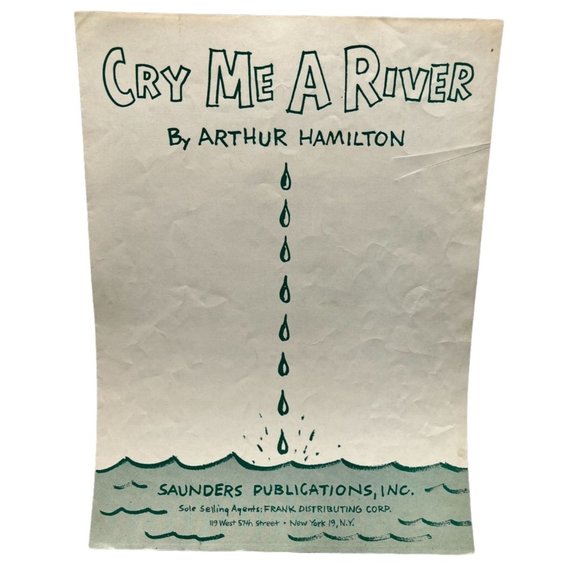 Sheet Music Cry Me a River Vintage Piano Voice by Arthur Hamilton 1953 - Picture 1 of 5